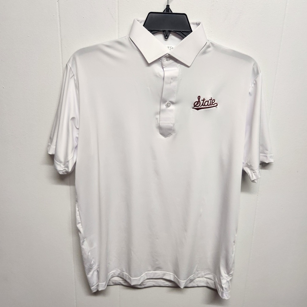 White Dress Collar Polo Shirt Mens Medium Collars & Co. Featherweight State